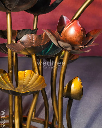 Centre Table - Lotus Table With Glass Top Wl0351 Metal Decor Showpiece