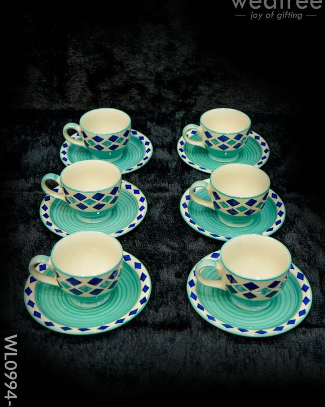 Ceramic Cup And Saucer Set - Diamond Design Wl0994-4 Ceramics