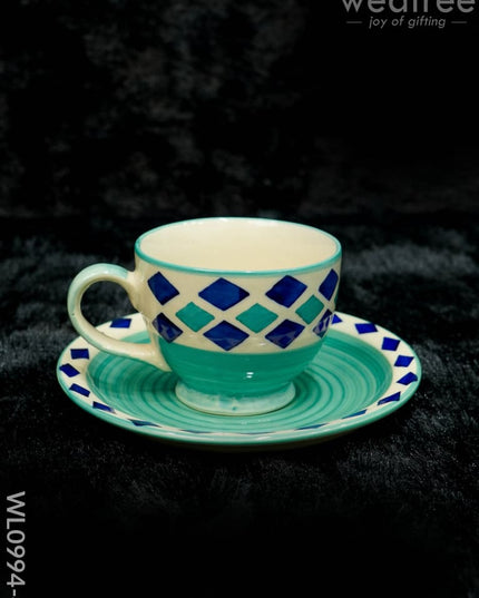 Ceramic Cup And Saucer Set - Diamond Design Wl0994-4 Ceramics