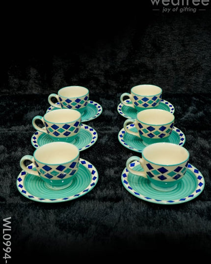 Ceramic Cup And Saucer Set - Diamond Design Wl0994-4 Ceramics