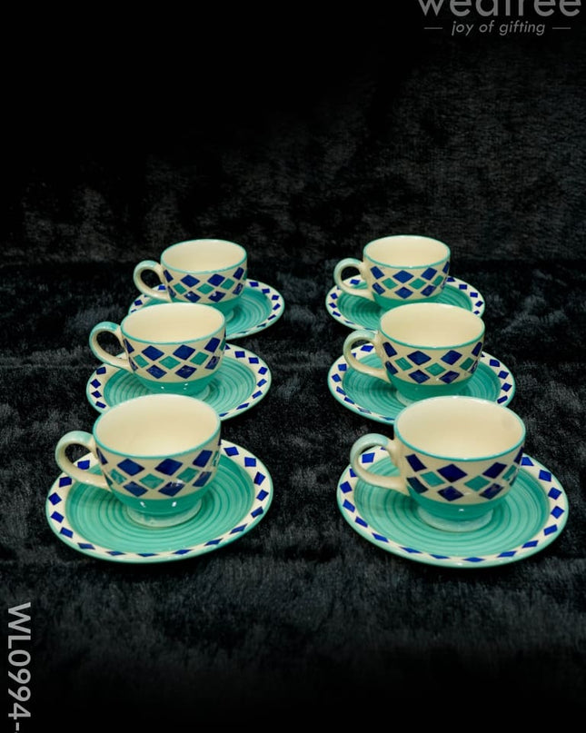 Ceramic Cup And Saucer Set - Diamond Design Wl0994-4 Ceramics