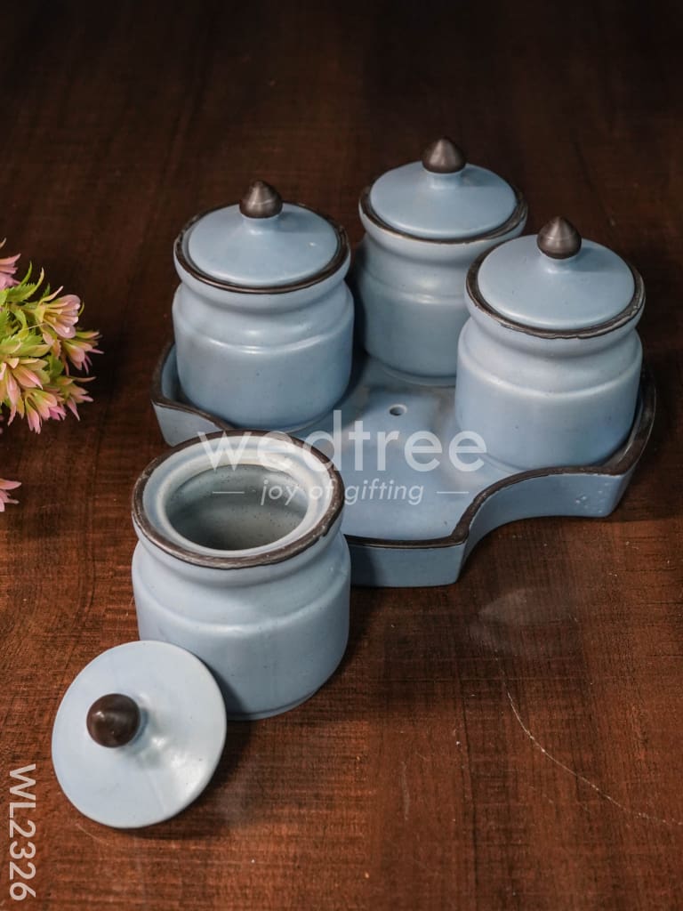 Ceramic Pickle Jar - ( Set Of 4 ) Dusky Lavender Wl2326 Ceramics