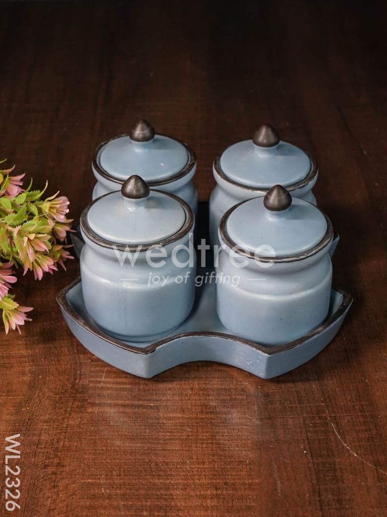Ceramic Pickle Jar - ( Set Of 4 ) Dusky Lavender Wl2326 Ceramics