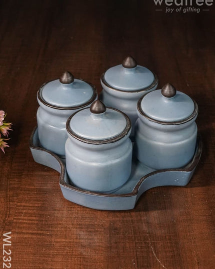 Ceramic Pickle Jar - ( Set Of 4 ) Dusky Lavender Wl2326 Ceramics