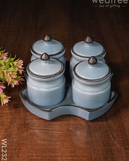 Ceramic Pickle Jar - ( Set Of 4 ) Dusky Lavender Wl2326 Ceramics