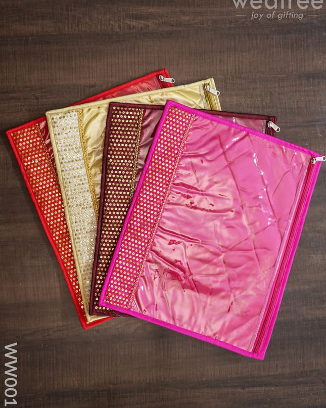 Chamki Embroidery Work Saree Cover Combo - Set Of 4 Ww0013 Bags
