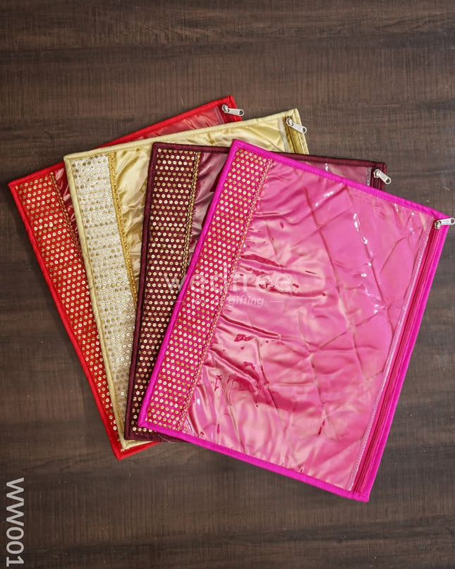 Chamki Embroidery Work Saree Cover Combo - Set Of 4 Ww0013 Bags