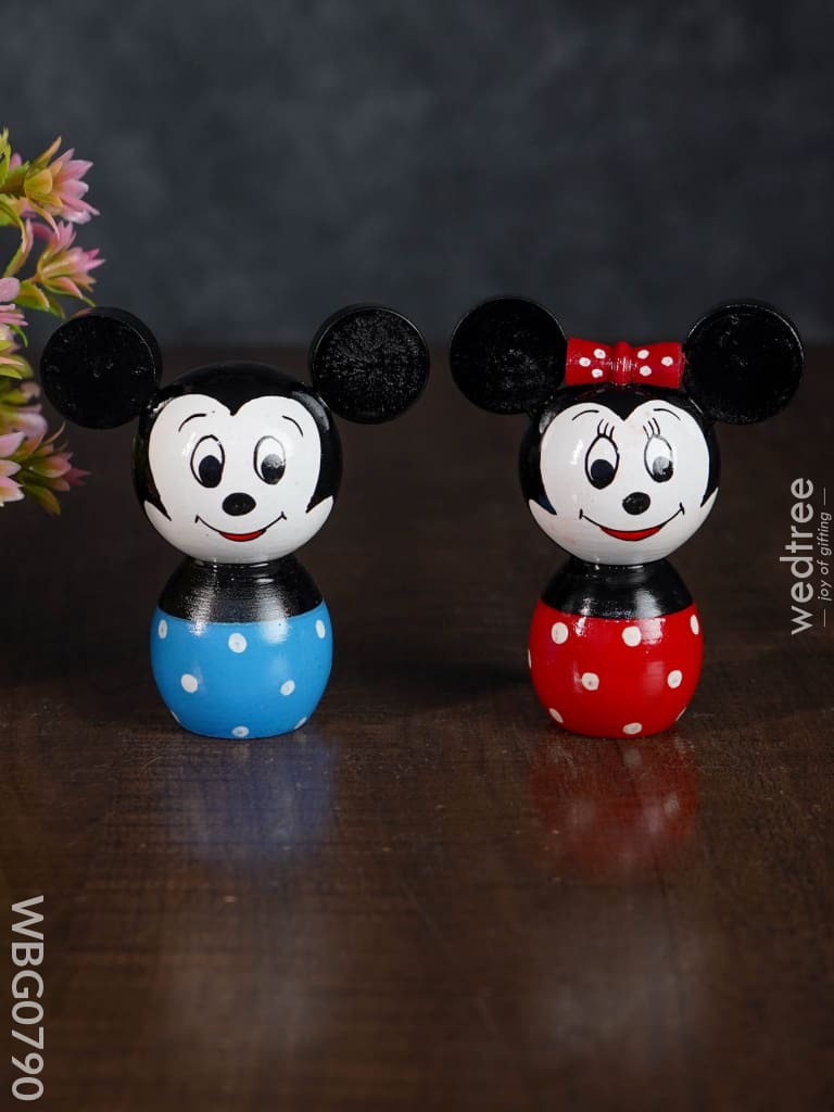 Channapatna Wooden Mickey Mouse - Set Of 2 Wbg0790 Kids Return Gifts