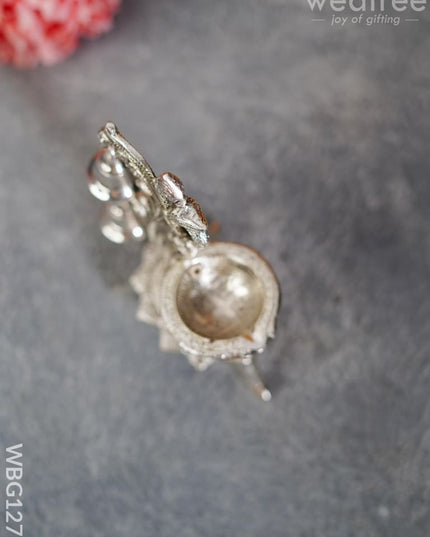 White Metal Chowki With Hanging Bells - Wbg1276 Pooja Utilities