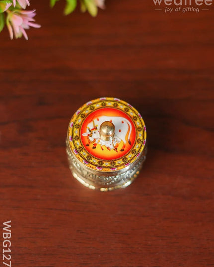 Chowki with Diya & Hanging Bells - WBG1276 - White Metal
