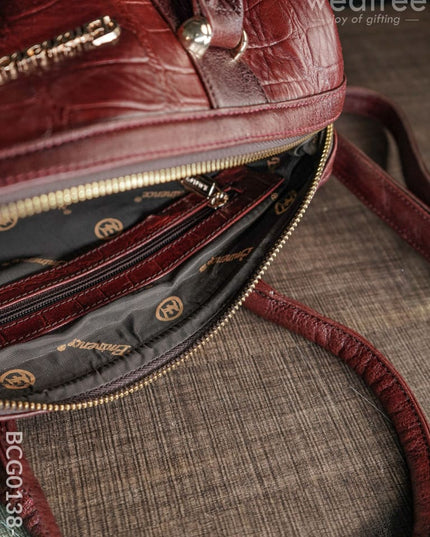 Classic Women’s Leather Bag - Maroon Bcg0138-3 Branding
