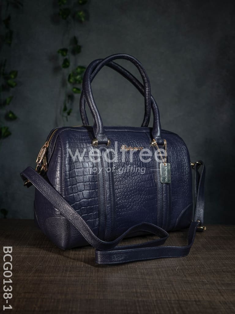 Classic Women’s Leather Bag - Navy Blue Bcg0138-1 Branding