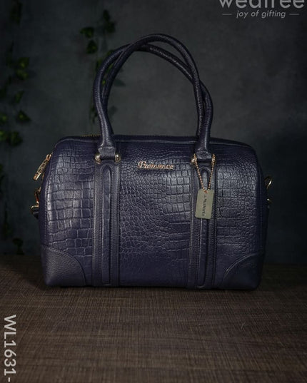 Classic Womens Leather Bag - Wl1631 Navy Blue Handbags