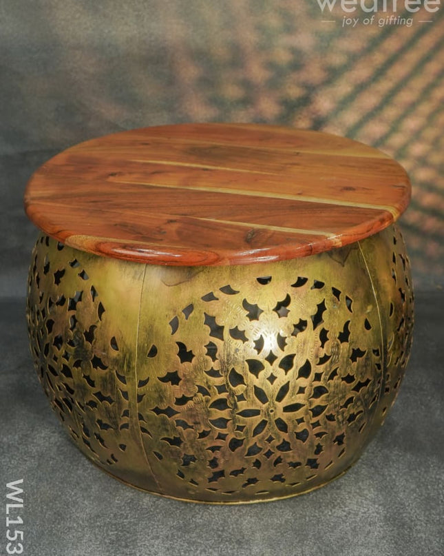 Coffee Centre Stool With Golden Finish -Wl1538 Wooden Stools
