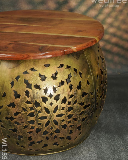 Coffee Centre Stool With Golden Finish -Wl1538 Wooden Stools