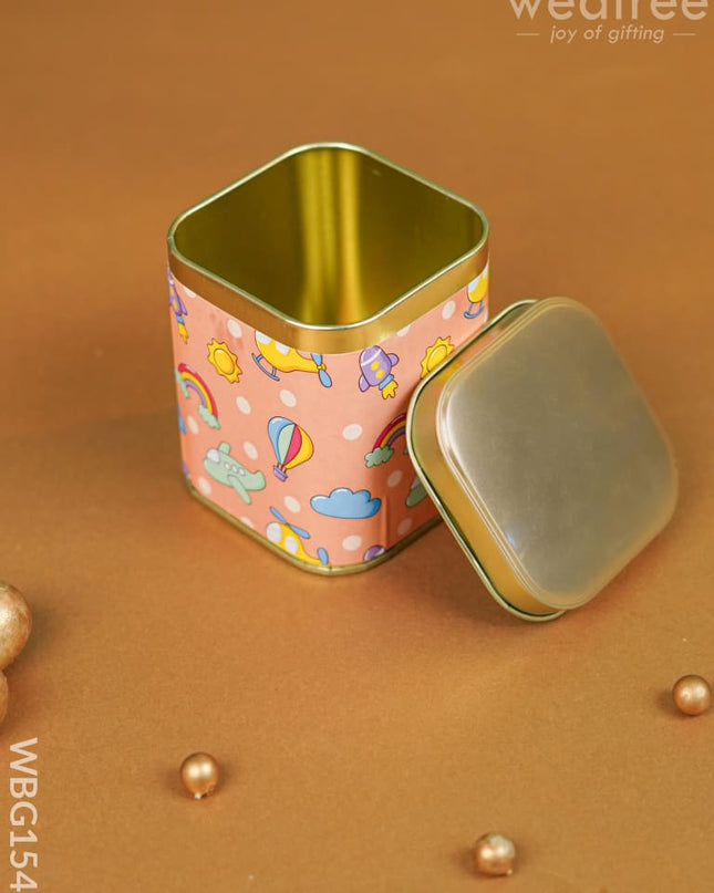 Printed Tin Box - Orange Wbg1545 Jars & Boxes Rg