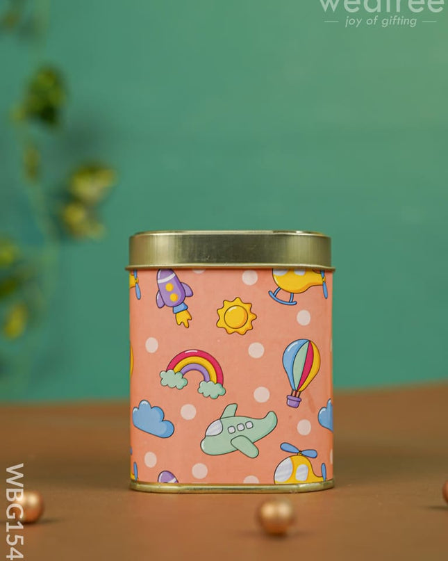 Printed Tin Box - Orange Wbg1545 Jars & Boxes Rg