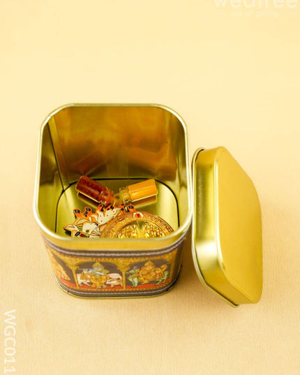 Combo: Dasavatharam Tin with Pichwai Haldi Kumkum & Tirupathi Balaji Paduka - WGC0114 - Return Gift Combos