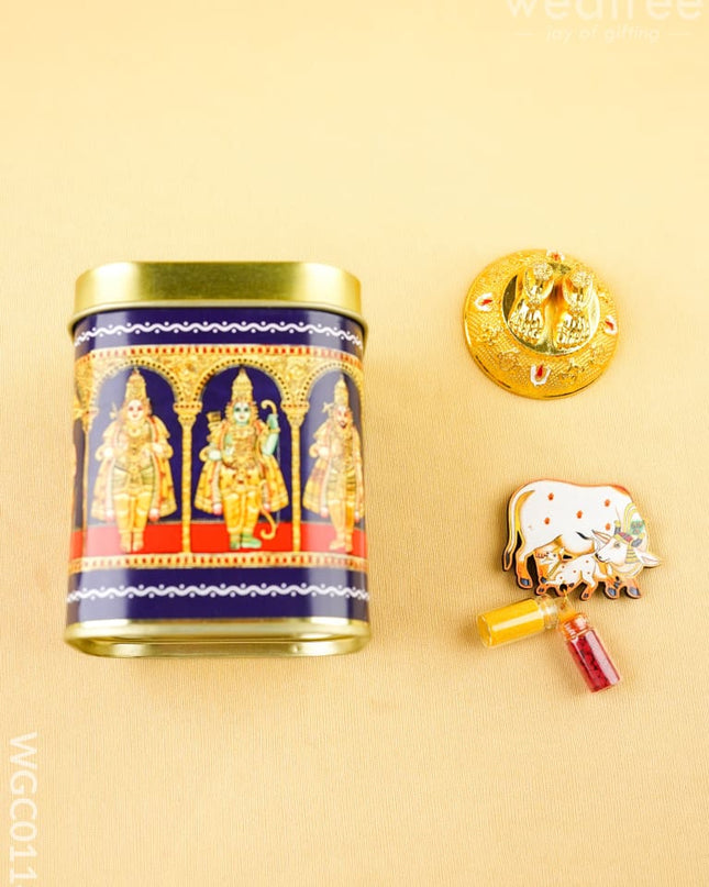 Combo: Dasavatharam Tin with Pichwai Haldi Kumkum & Tirupathi Balaji Paduka - WGC0114 - Return Gift Combos