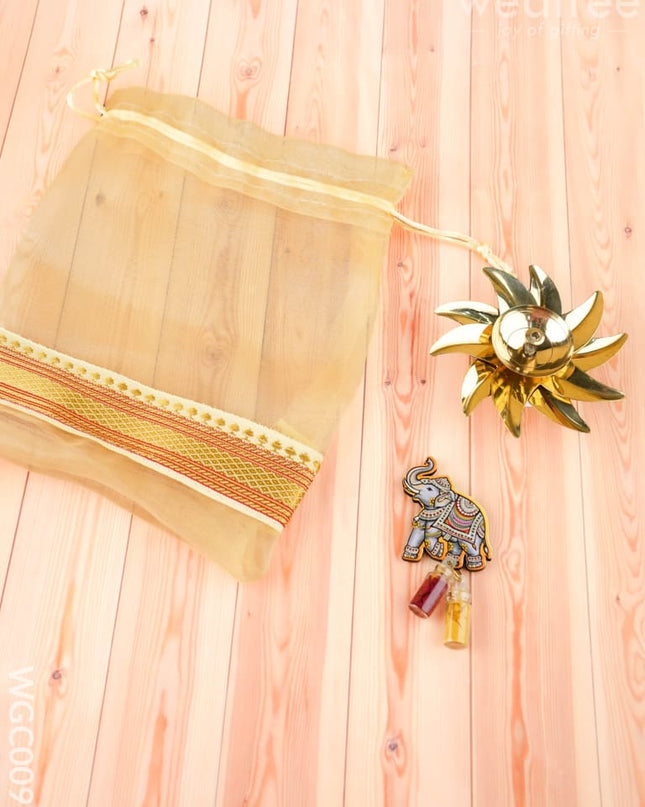 Combo: Diya Elephant Haldi Kumkum with String Bag - WGC0097 - Return Gift Combos