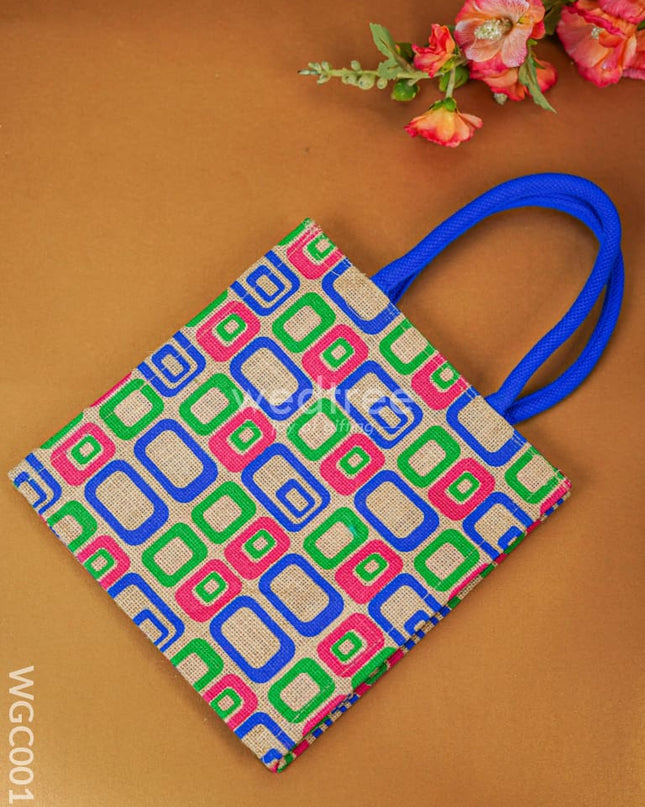 Combo - Kanjivaram Box With 2 Cup Kumkum Holder In Jute Bag Wgc0012 Return Gift Combos