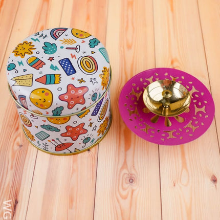 Combo: Kids Printed Tin with Diya - WGC0107 - Return Gift Combos