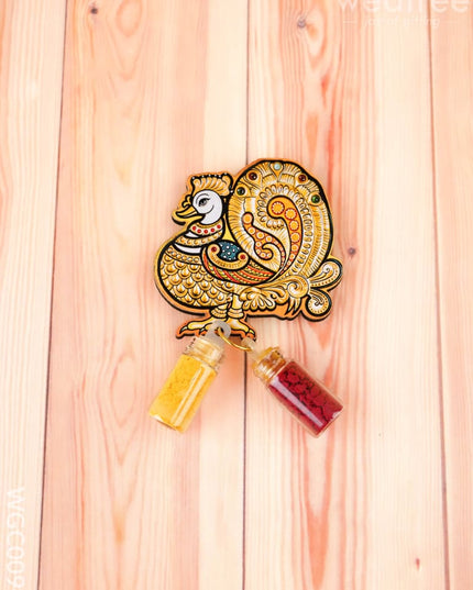 Combo - Meenakari Manai Annapakshi Haldi Kumkum with Lakshmi String Bag - WGC0096 - Return Gift Combos