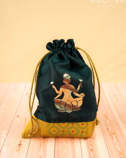 Combo - Meenakari Manai Annapakshi Haldi Kumkum with Lakshmi String Bag - WGC0096 - Return Gift Combos