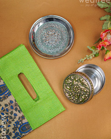 Combo - Poori Box With Plate In Jute Bag Wgc0013 Return Gift Combos