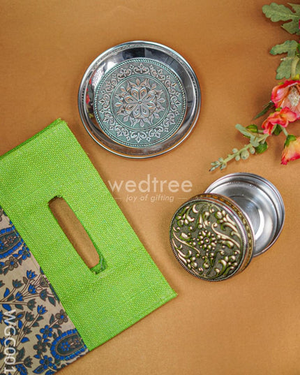 Combo - Poori Box With Plate In Jute Bag Wgc0013 Return Gift Combos