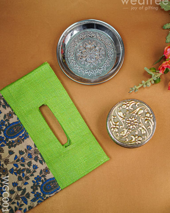 Combo - Poori Box With Plate In Jute Bag Wgc0013 Return Gift Combos