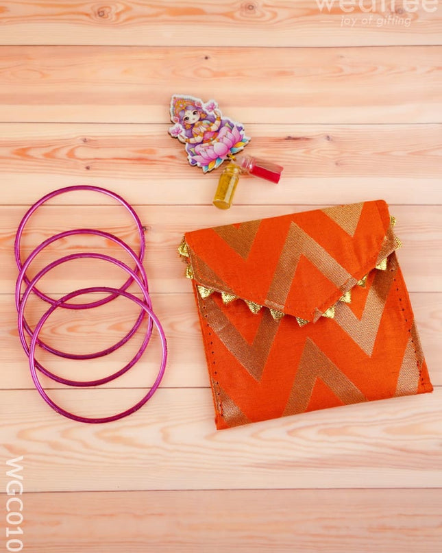 Combo: Saree Cover Lakshmi Idol with Designer Haldi Kumkum Purse - WGC0103 - Return Gift Combos