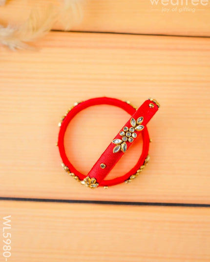 Combo - Silk Thread Bangles Saree Pin & Earrings - 2.6 inch - WL5980-1 - Bangles & Bracelets
