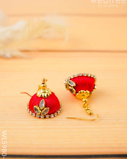 Combo - Silk Thread Bangles Saree Pin & Earrings - 2.6 inch - WL5980-1 - Bangles & Bracelets