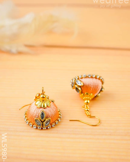 Combo - Silk Thread Bangles Saree Pin & Earrings - 2.6 inch - WL5980-1 - Bangles & Bracelets