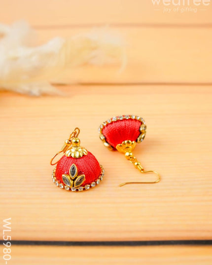 Combo - Silk Thread Bangles Saree Pin & Earrings - 2.6 inch - WL5980-1 - Bangles & Bracelets