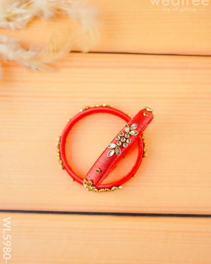 Combo - Silk Thread Bangles Saree Pin & Earrings - 2.6 inch - WL5980-1 - Bangles & Bracelets