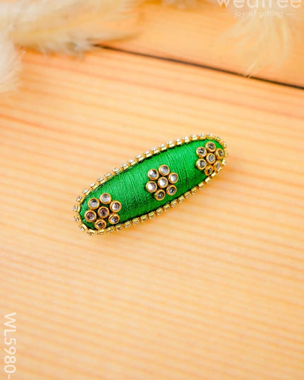 Combo - Silk Thread Bangles Saree Pin & Earrings - 2.6 inch - WL5980-1 - Bangles & Bracelets