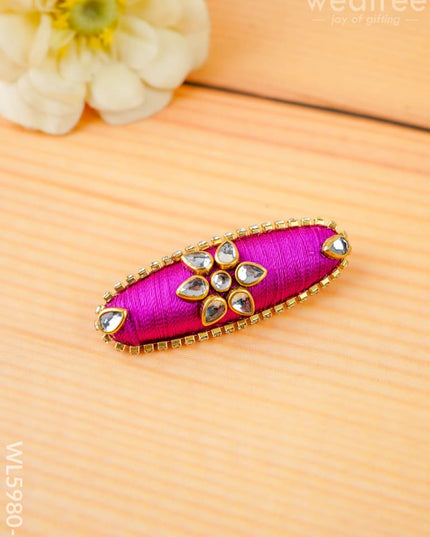 Combo - Silk Thread Bangles Saree Pin & Earrings - 2.8 inch - WL5980-2 - Bangles & Bracelets