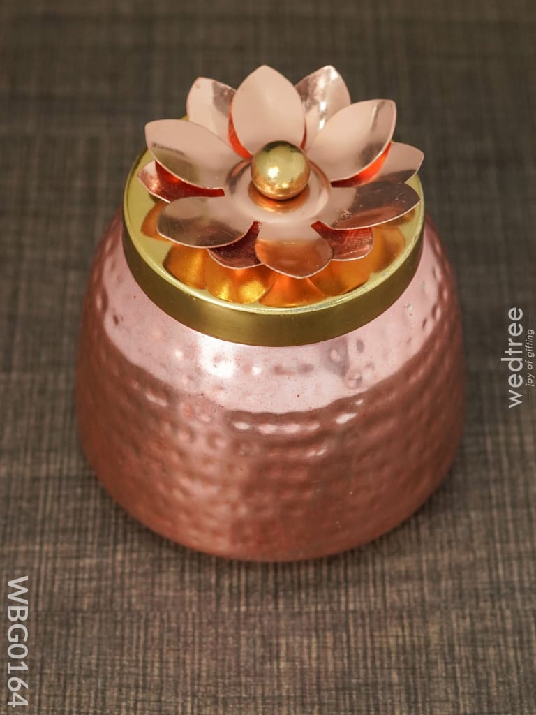 Copper Coated Dry Fruit Container With Brass Lid - Wbg0164 Box