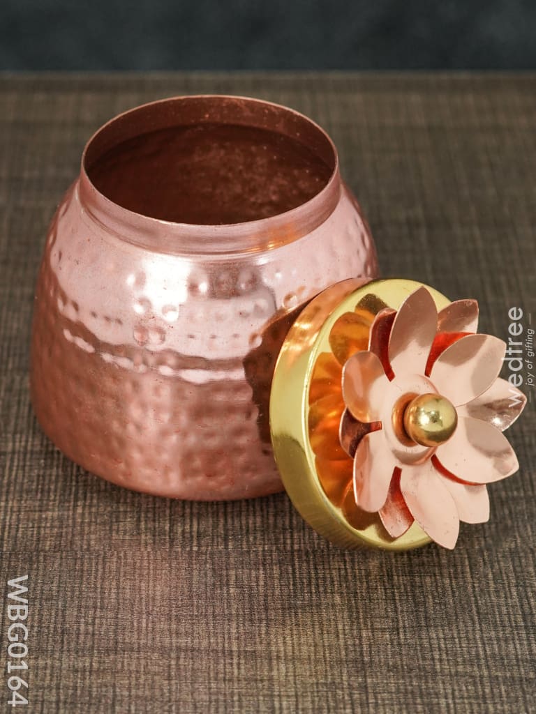 Copper Coated Dry Fruit Container With Brass Lid - Wbg0164 Box