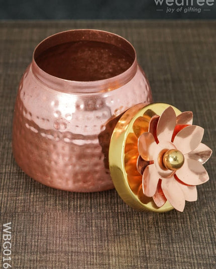 Copper Coated Dry Fruit Container With Brass Lid - Wbg0164 Box