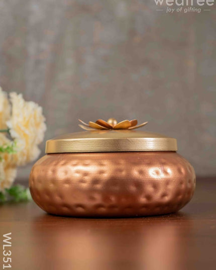 Copper Coated Dry Fruit Container With Brass Lid - Wl3516 Box