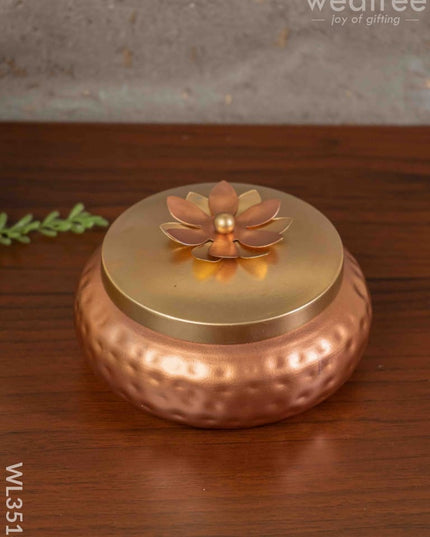 Copper Coated Dry Fruit Container With Brass Lid - Wl3516 Box