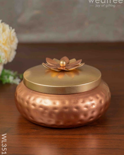 Copper Coated Dry Fruit Container With Brass Lid - Wl3516 Box