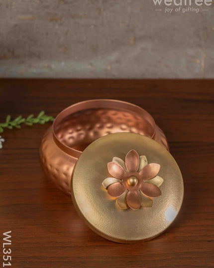 Copper Coated Dry Fruit Container With Brass Lid - Wl3516 Box