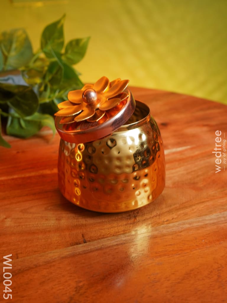 Copper Coated Plate With 3 Brass Dry Fruit Box - Wl0045 Utility