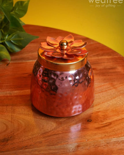 Copper Coated Plate With 4 Brass Dry Fruit Box - Wl0044 Utility
