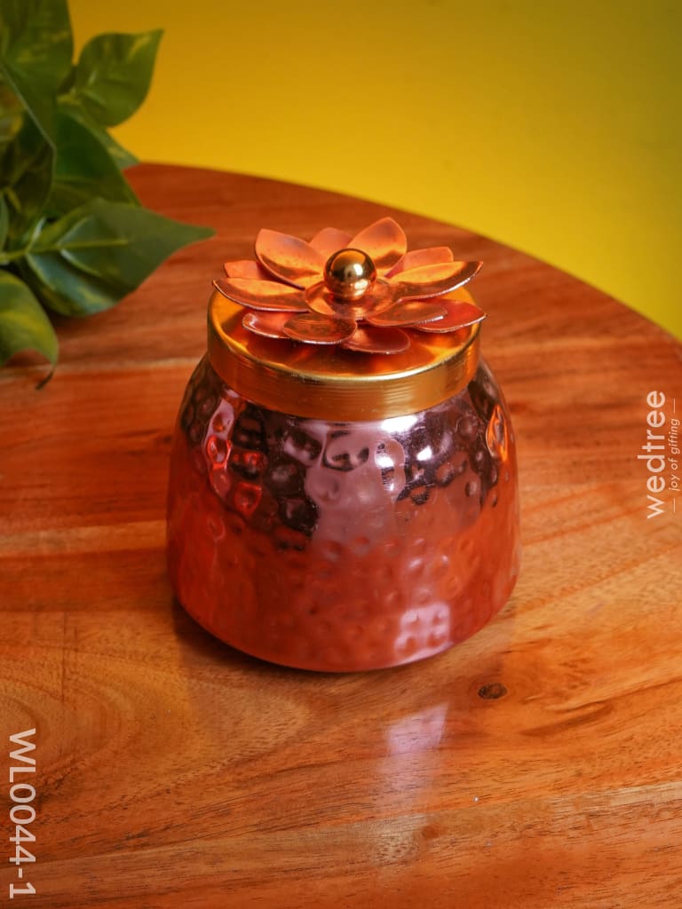 Copper Coated Plate With 4 Brass Dry Fruit Box - Wl0044 Utility
