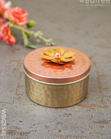 Copper Dry Fruit Box With Floral Lid - Wbg1541 Rg